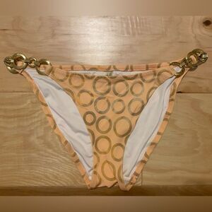 Victoria’s Secret size small peach gold chain bikini bottom Gold circle pattern
